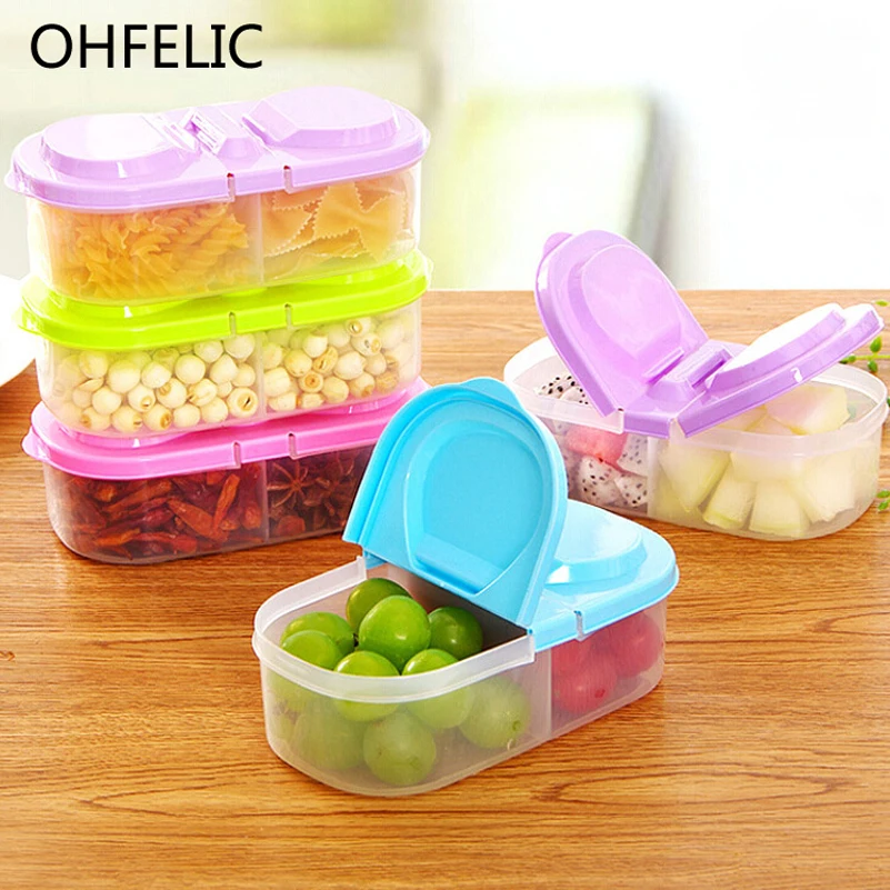 

2 Lattices Food Storage Container Box Kitchen Accessories Tools Tableware Portable Household Outdoor Food Fruit Organizer
