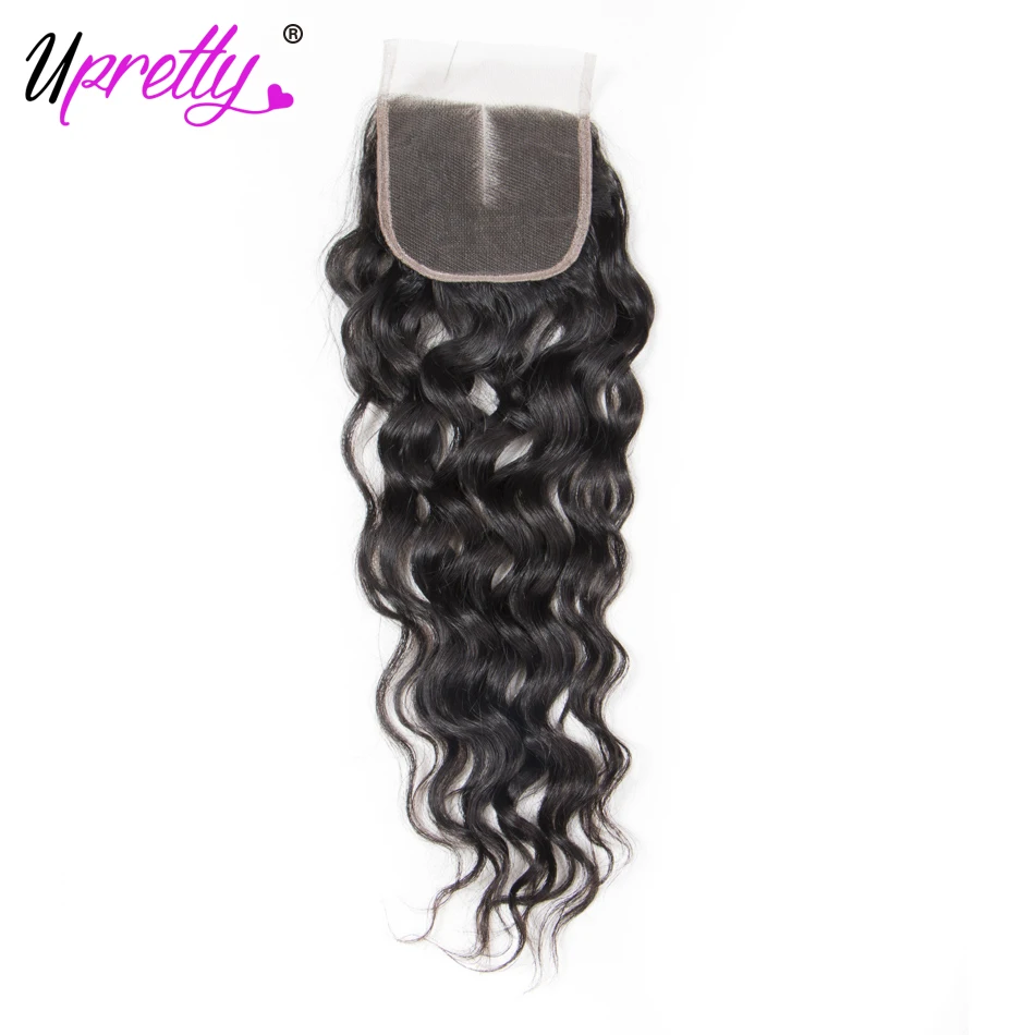 Upretty Indian Hair Bundles With Closure Wet And Wavy Human Hair 3 Bundles With Closure Indian Water Wave Bundles With Closure