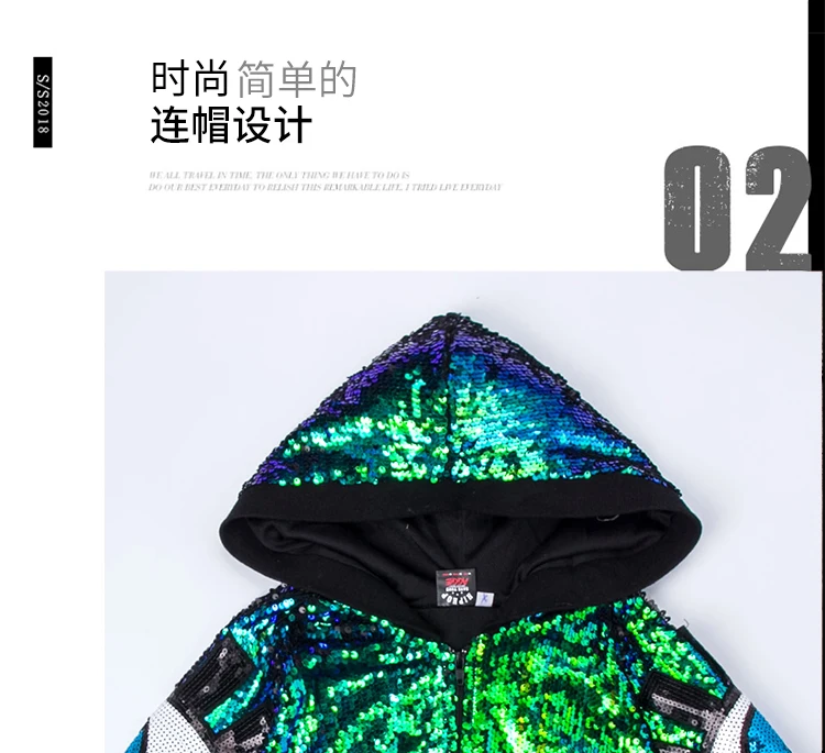 Kid Sequin Hip Hop Hoodies Jacket Clothing for Girls Crop Tank Top Shirt Shorts Jazz Dance Costume Ballroom Dancing Clothes Wear (6)