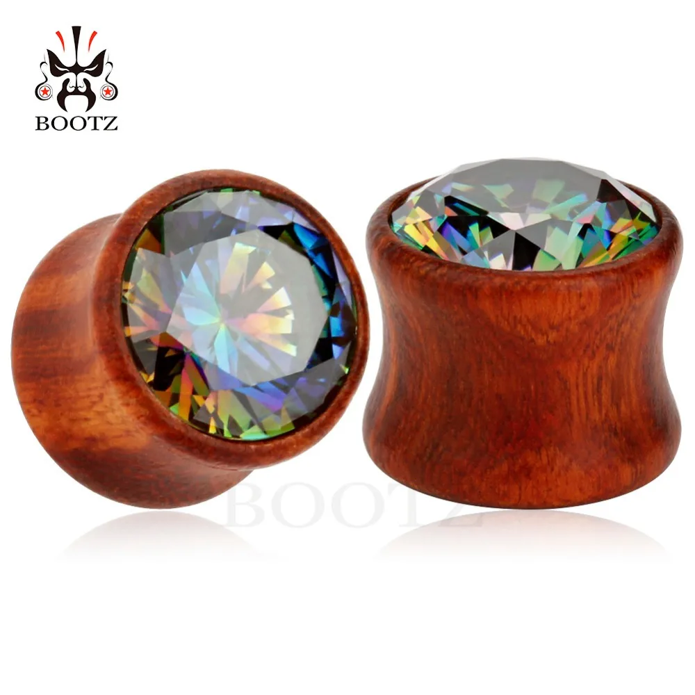 Новое поступление, модные деревянные циркониевые беруши, деревянные тоннели для пирсинга, ювелирные изделия, распродажа, 2 шт. в партии, ушные измерители
