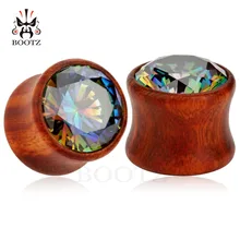 Новое поступление, модные деревянные циркониевые беруши, деревянные тоннели для пирсинга, ювелирные изделия, распродажа, 2 шт. в партии, ушные измерители