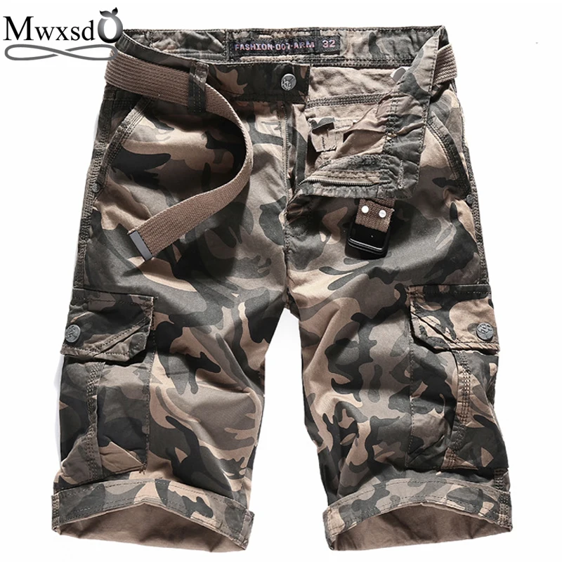 

Mwxsd Brand Men Casual Camouflage Camo Cargo Cotton Shorts Slim fit Shorts Joggers short Trousers male Knee Length Shorts