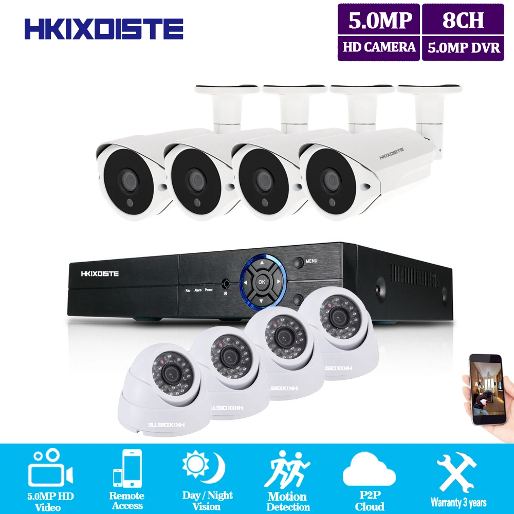 8CH 5MP CCTV AHD DVR система 8 xSuper 5MP Крытая наружная водостойкая камера безопасности мм 3,6 мм объектив Комплект видеонаблюдения 8ch dvr комплект