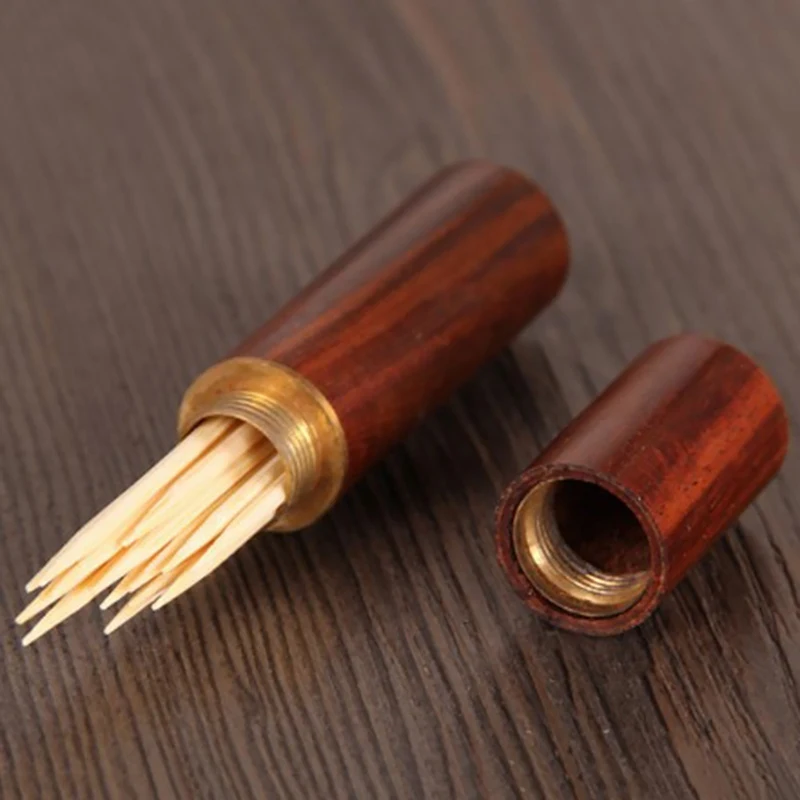 Retro Wooden Toothpick Holder Case Box Natural Craft Outdoor Use