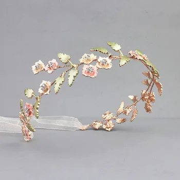 

SLBRIDAL Handmade Wired Rhinestones Crystals Pearls Flower Leaves Wedding Headband Bridal Hair Vine Hair Accessories Bridesmaids