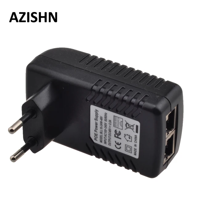 48V POE injector Ethernet CCTV Power Adapter 0.5A 24W,POE pin4/5(+),7/8(-) Compatible with IEEE802.3af for IP camera IP Phones 1