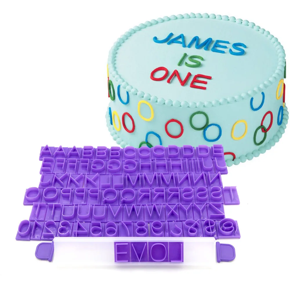 

DIY 85PCS Fondant Cake Decorating Tools Plastic Alphabet Letter Symbol Cookie Cutter Number Numeral Message Press Set Cake Mold