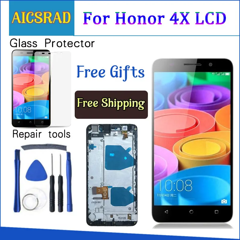 

AICSRAD NO Dead Pixels 5.5 Display For HUAWEI Honor 4X LCD Touch Screen Digitizer Che2-L11 CHE2 UL00 Replacement