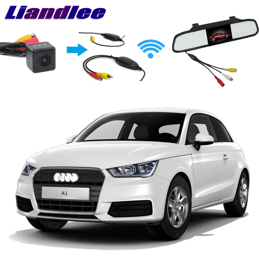 Liandlee 3in1 Wireless Receiver Mirror Monitor Special Rear View Camera DIY Backup Parking System For Audi A1 8X 2010~2015 (2)