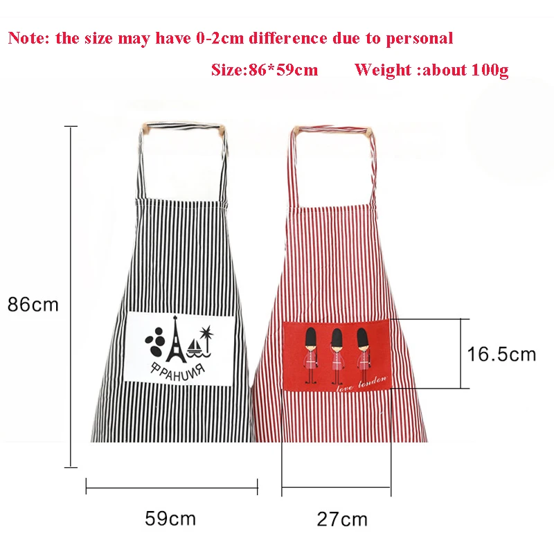Korean fashion cotton and linen stripes Waitress aprons coffee shop attendants British style windy pocket kitchen aprons (3)