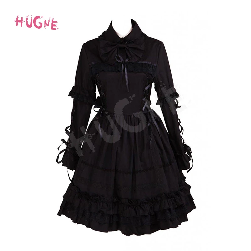 HUGNE-Lolita-Dress-Gothic-Style-Womens-Black-Cotton-Gothic-Long-Sleeves-Court-Lolita-Dress-XS-XXL(1)