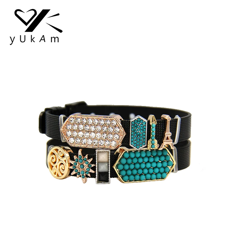 Ювелирные слайдеры YUKAM большая кристальная панель Зеленые Бусины Северная