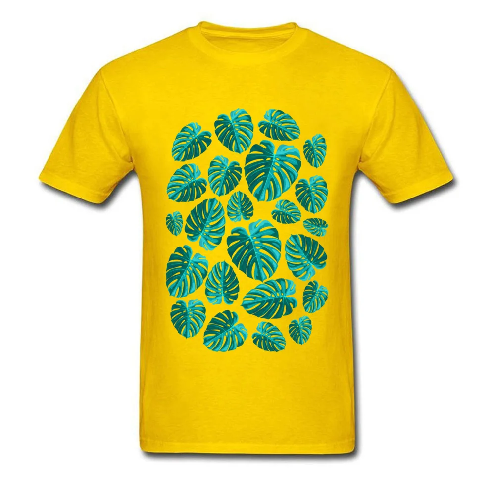 Tropical Leaf Monstera Plant Pattern T-shirts New Fashion Mens Lovers Day Tops Tees Personalized Sweatshirts O-Neck Pure Cotton Tropical Leaf Monstera Plant Pattern yellow