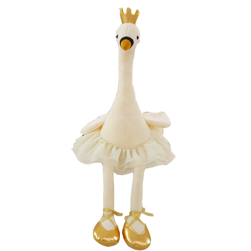 

1PC 35CM swan plush toys cute flamingo doll stuffed soft animal doll ballet swan with crown baby kids appease toy gift for girl