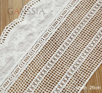 

1Yard Width:26cm Vintage flower design fabric lace Net for garment Ivory color cotton lace trims Cloth scrapbooking(ss-4926)