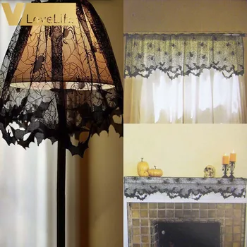 

Halloween Decoration Lace Spider web Fireplace Mantle Scarf Lampshade Fireplaces Cloth Curtains 51x152cm