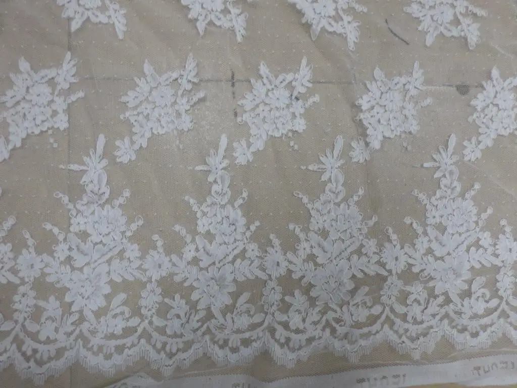 3Meters Exquisite White Beautiful Jacquard Lace Fabric, Bridal Lace