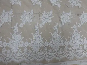 

3Meters Exquisite White Beautiful Jacquard Lace Fabric, Bridal Lace Dress Fabric DIY Sewing