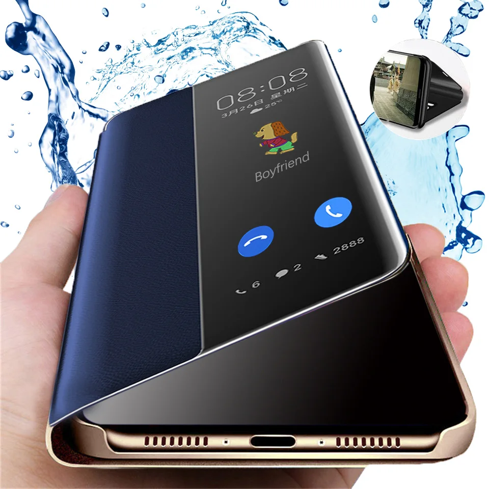 

Smart touch Clear View Flip Case For Huawei P20 P30 Lite Leather Shockproof 360 Full Protective Cover For Huawei P20 P30 Pro