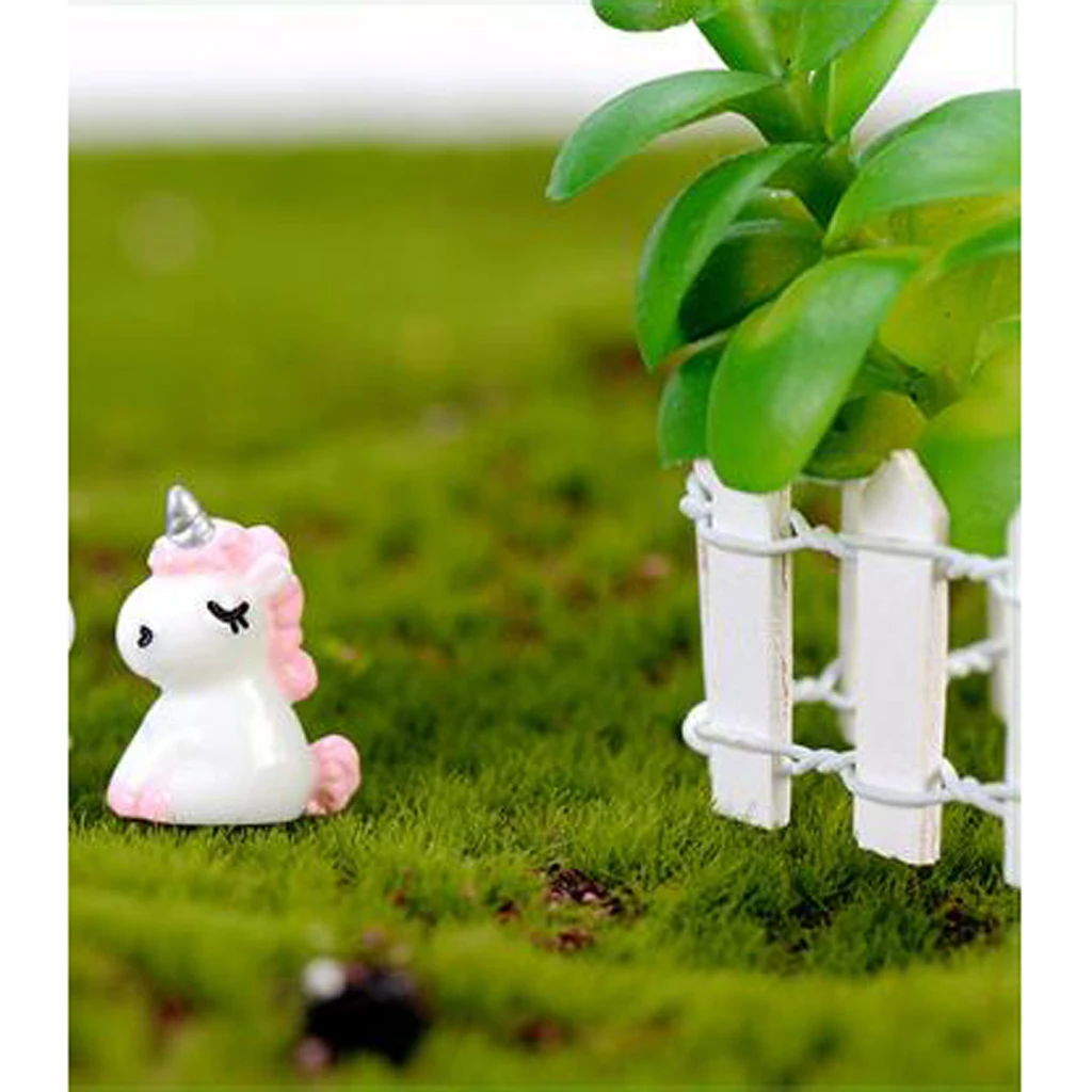  4 Packed Mini Resin Unicorn Statues Miniature Fairy Garden Dollhouse Ornaments Decoration Mini Landscape  Home Bedroom Decor