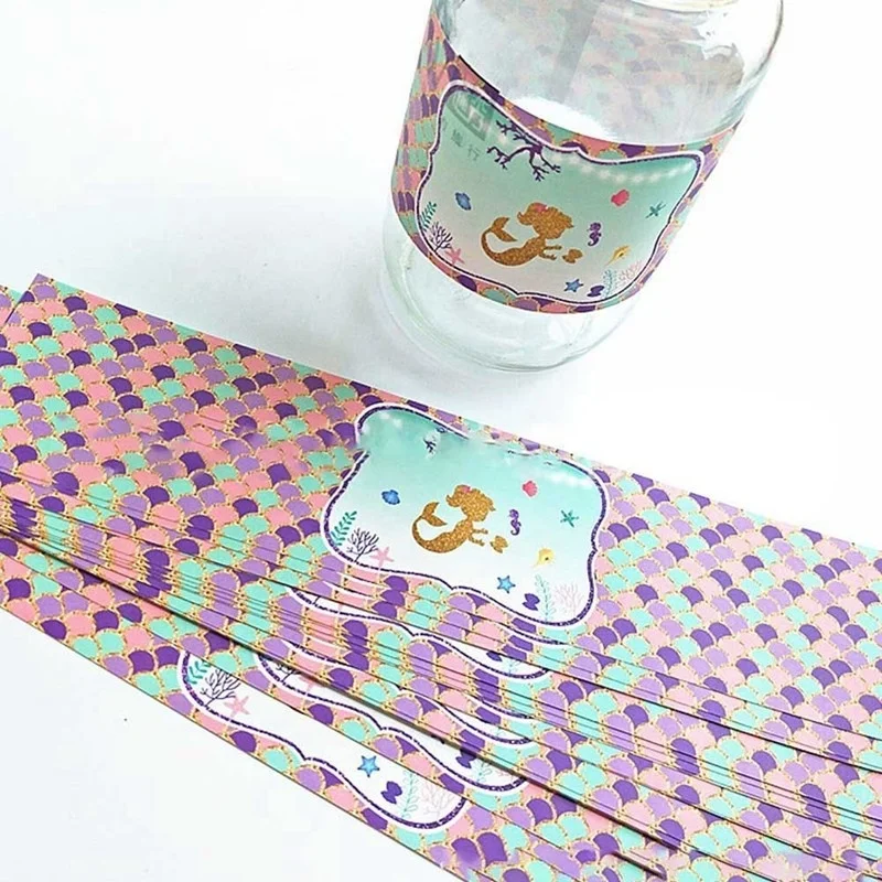 24Pcs Magic Mermaid Sticker Label Sweet Water Bottle Stickers Kids Birthday Wedding Party Supplies Baby Shower Party Decoration