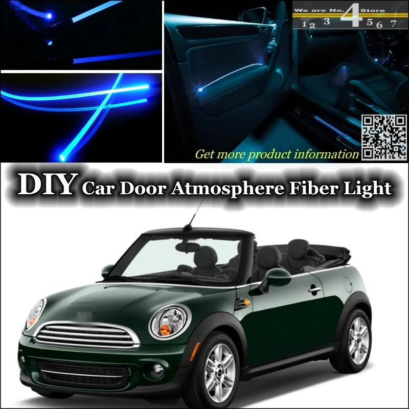 interior Ambient Light Tuning Atmosphere Fiber Optic Band Lights For Mini Convertible  Cabrio Inside Door Panel illumination