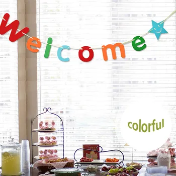 

Zilue 3M Long Silk Ribbon Welcome Paper Letter Banners Hanging with Star for Wedding,Party,Home,Store Decoration Supply