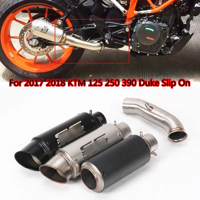 

For 2017 2018 KTM 125 250 390 Duke RC390 Exhaust Pipe Slip On 51 mm Motorcycle Mid Tail Pipe No DB Killer Escape Modified Pipe
