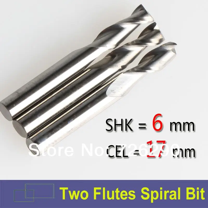 

3pcs Shank 6mm x17mm Two Flutes Aluminium End Mill Cutter CNC Bit Carving Machine