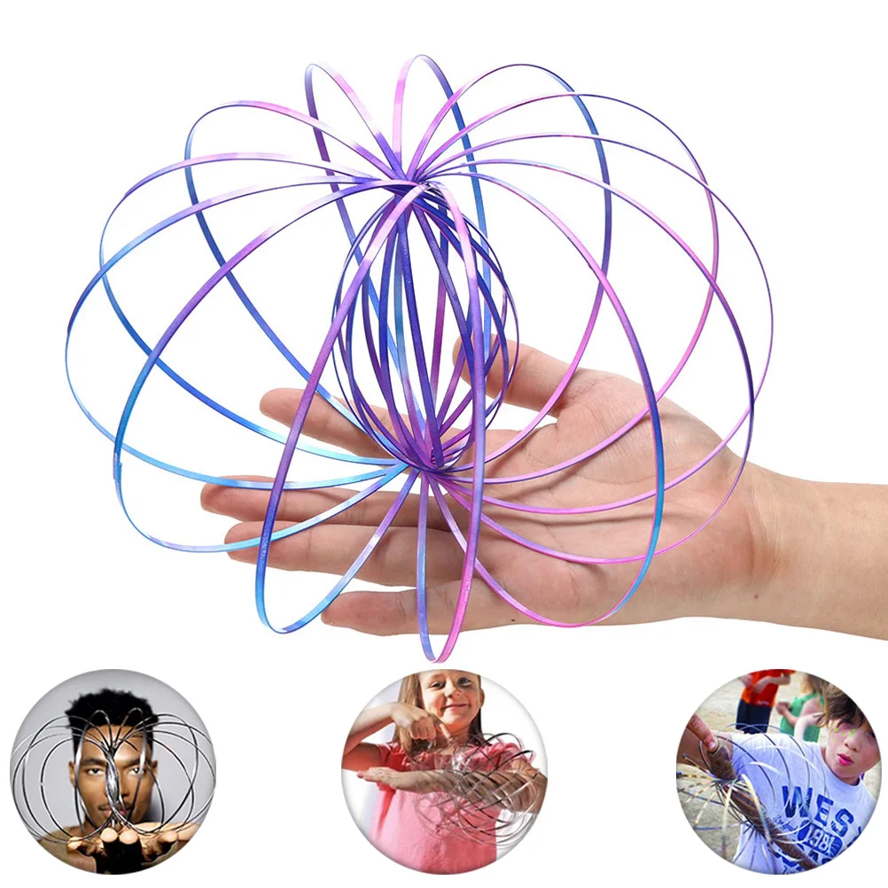 Aniti-стресс креативный из нержавеющей стали 3D Вращение жидкости волшебный браслет красочное кольцо интеллектуальная игрушка металлический фиджет-Спиннер