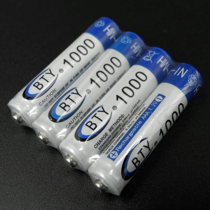 4x BTY NIMH Rechargeable Batteries AAA 1000mAh 1.2V Bateria Real