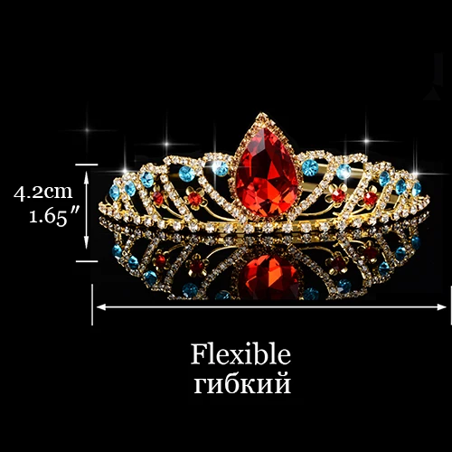 Красивые короны, диадемы, Золотые кристаллы, головной убор для детского шоу, корона, повязка на голову невесты, ювелирные изделия, разноцветные, вечерние, подарок - Окраска металла: 17