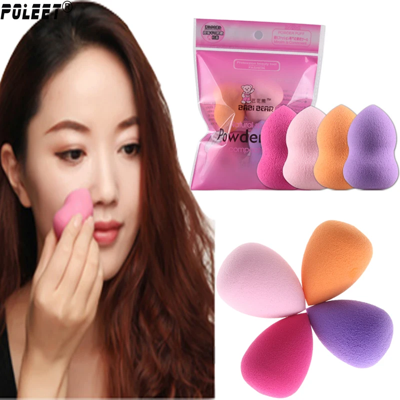 

Free Shipping 4pcs/pack Professional Makeup Sponge Blush Foundation Puff Multi Shape 4 Color Mini Drop Gourd Makeup Sponge Puff