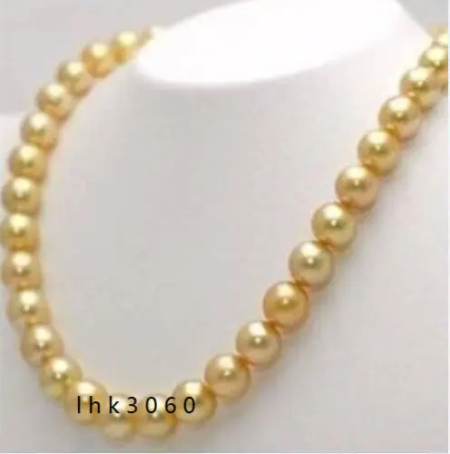 

Free Shipping >>>VERY BEAUTIFUL 18 INCH 10-11MM NATURAL SOUTH SEA GOLDEN PEARL NECKLACE