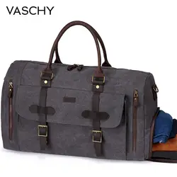 Bolso de Lona de Lona Vaschy Bolso de Viaje de Cuero Largo Encerado Resistente al Agua con Compartimento para Zapatos Bolso de Mano de Equipaje de 46 L Bolso de Lona de Lona Vaschy Bolso de Viaje de Cuero Largo Encerado Resistente al Agua con Compartimento para Zapatos Bolso de Mano de Equipaje de 46 L