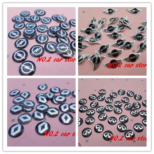 

100pcs Free shipping 14mm Opel MINI Renault Infiniti Car Remote Key Fob Emblem Badge Radio button Sticker Replacement
