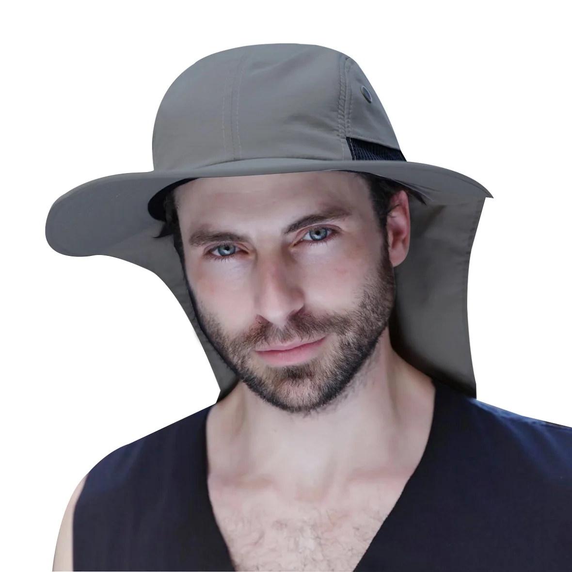 Мужская сетчатая Солнцезащитная шляпа с откидным клапаном; UPF50+ дышащая Кепка с широкими полями для рыбалки на открытом воздухе
