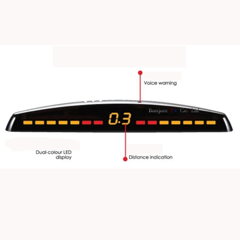 Koorinwoo Electromagnetic Car Parking Sensor 4 Reverse Backup Radar Sound Alert Indicator Probe System 12V Parktronic Black Red