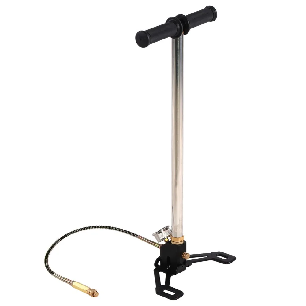 

New 3 Stage Air Rifle PCP Gun Hand Pump Stirrup Charging Gas Filter Gauge Valve Hose Used For Driving Cylinder