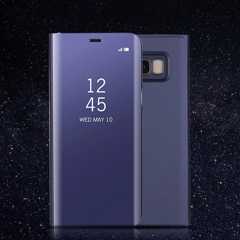 Зеркальный кожаный флип чехол для Samsung Galaxy Note 8 S9 S7 Edge S8 Plus J3 J5 J7 прозрачный умный