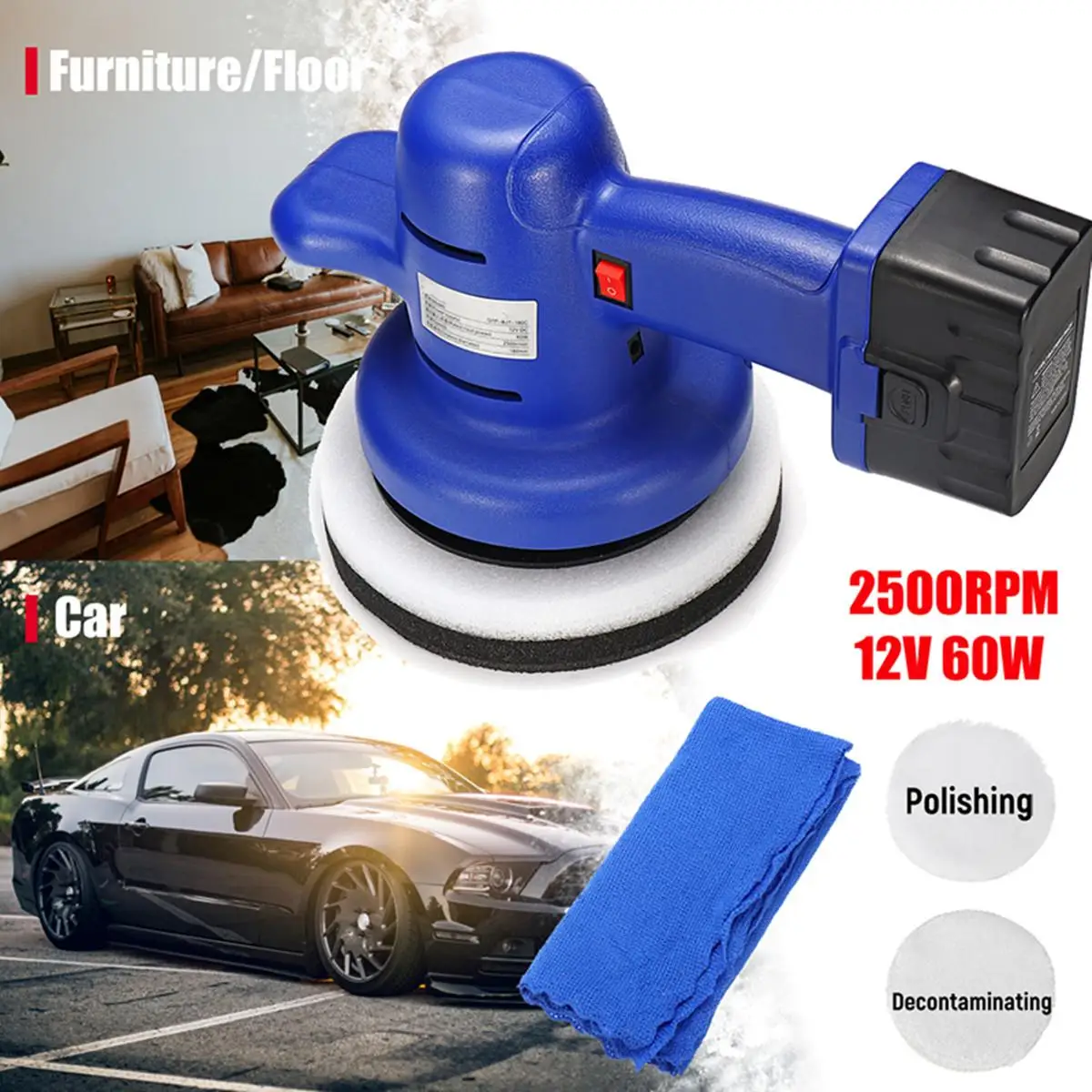 

Portable Cordless Car Polisher Cleaner Polish Machine Waxing Machine With 12V Lithium Battery For Car Trucks