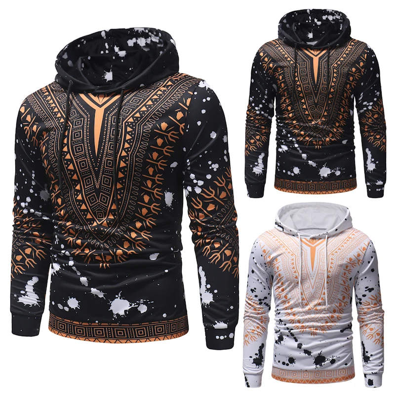 

2019 New Men's Cotton Turn-down Collar hoody Belt Bottom Shirts Digital Printed Hat Men's Sweatshirt Slim-type hoodie men