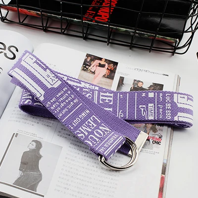purple Холст ремень Корейская версия мода удлинить холст ремень литературный стиль унисекс студенческий пояс тренд D двойное кольцо Пряжка ремень ремень тканевый Холст пояса Корейский стиль студент ремень женский harajuku - Цвет: purple