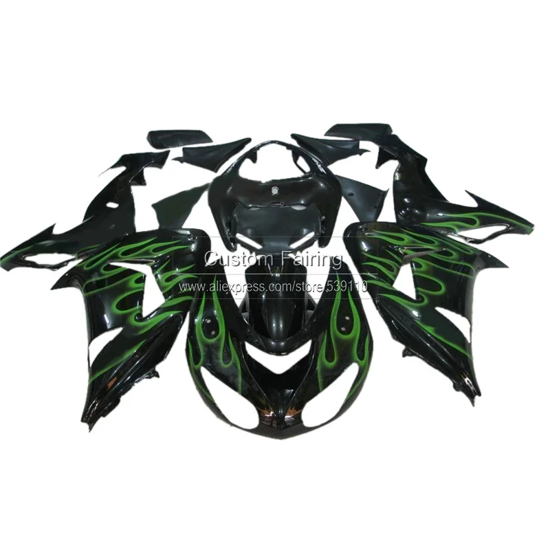 

Aftermarket Bodywork kits for Kawasaki ZX10R Ninja zx 10r 2007 2006 green flames 07 06 fairing kit fairings TP33