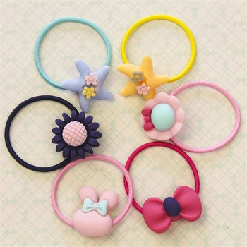 

3Pcs Girls Fashion Elastic Rubber Hair Bands Kids Cartoon Ponytail Holders Headband Baby Lovely Mixing Elastic Hair Rings D0242