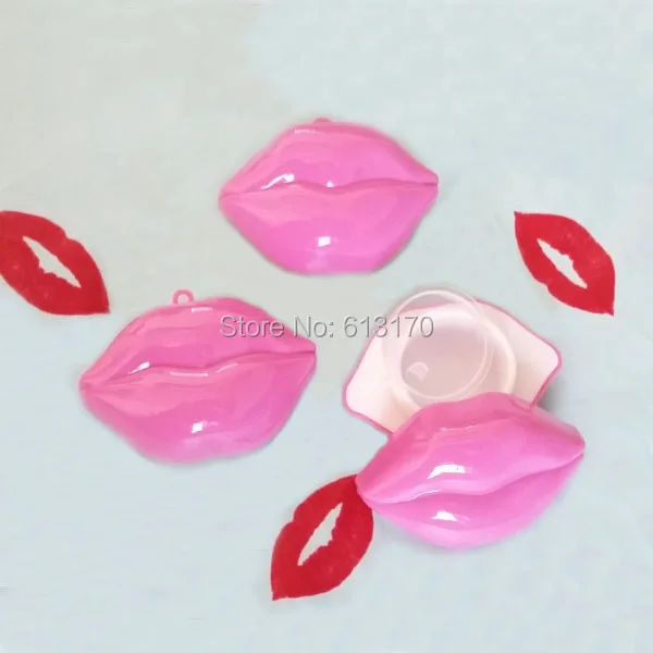 

50pcs 10g Pink lip balm container Empty Eye cream jars with inner Lid Lip Shape cosmetic Packing Mini Small Sample tins