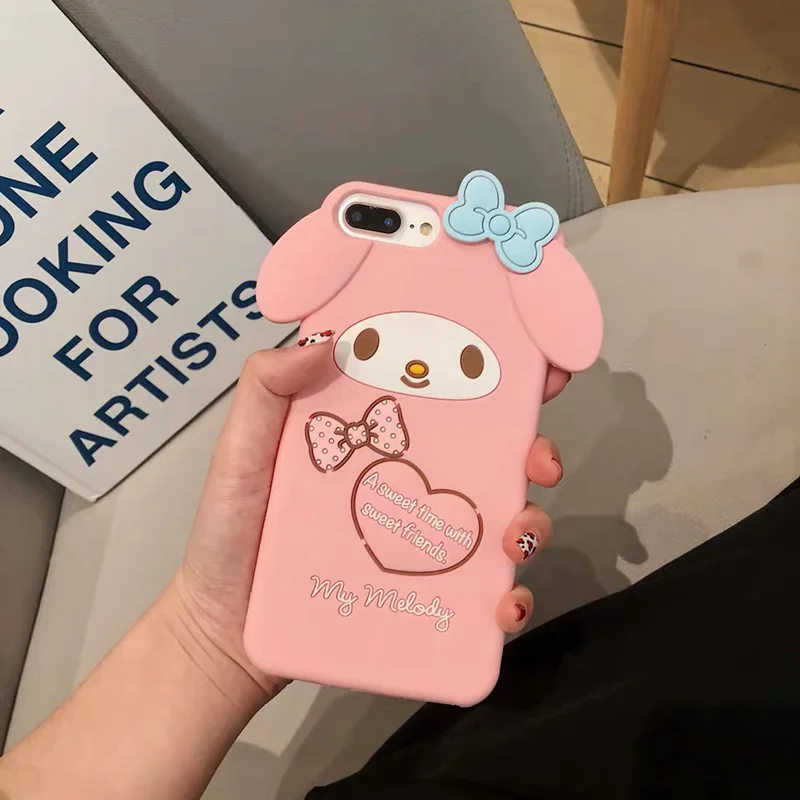 Милый японский мультфильм Sanrio Cinnamoroll My Melody Мягкий силиконовый чехол для iphone 6 6splus 7 7Plus 8 8plus X чехол для телефона s - Цвет: pink