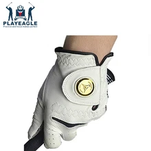 Перчатки для гольфа мужские для левой руки из овчины кожаная перчатка для гольфа Нескользящая дышащая спортивная перчатка со съемным металлическим маркером для мяча для гольфа