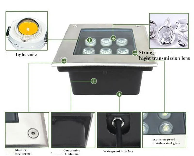 Luzes do Jardim Luzes de Quintal Lâmpadas à Prova Luz de Parede w ao ar Chão Subterrâneo Exterior 12 v 9 w 16 Livre Praça Enterrado d' Água Luz dc 28 Lâmpadas subterrâneas