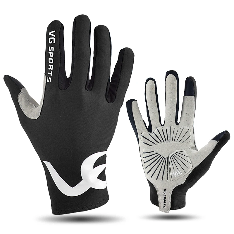 VG спортивные велосипедные перчатки полный/половина пальца Противоскользящий гелевый сенсорный экран MTB дорожный велосипед велосипедные перчатки мужские и женские длинные полные пальцы - Цвет: full black